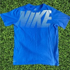 Boys Blue Nike Fading Logo Tee